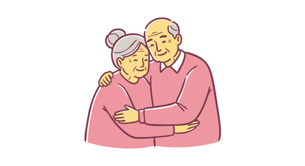 Affectionate elderly couple embracing, radiating warmth and love.