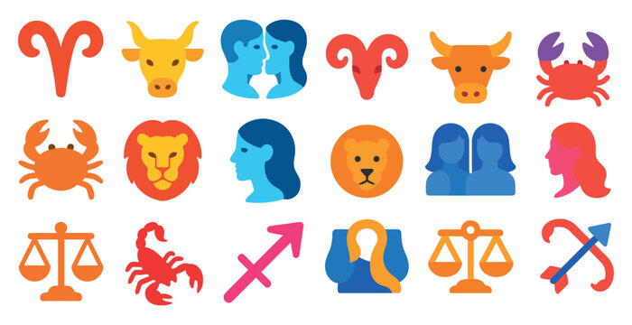 Collection of symbols and icons, including a crab, a lion, a woman, a man, a woman, a woman, a woman, a woman, a woman, a woman, a woman, a woman, a woman, a woman,