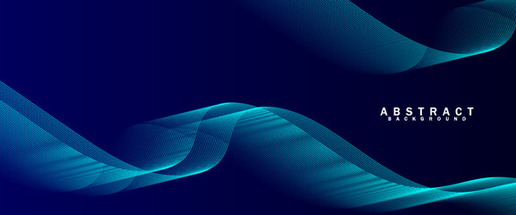 Elegant abstract background with smooth blue wave lines on a dark gradient backdrop. Perfect for modern, tech, or corporate design use.
