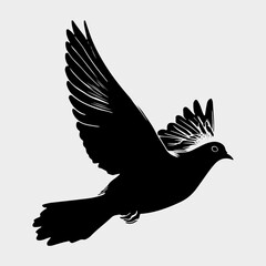 Obraz premium Bird Wild Black Pigeon Signs Artwork Graphic Vintage Design