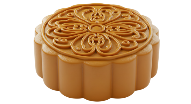Classic Mooncake Close-Up with Embossed Pattern