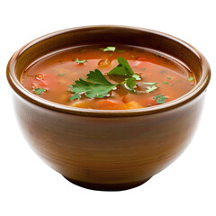 A bowl of hearty, reddish-brown soup