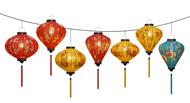 Red and Gold Hanging Chinese Lanterns