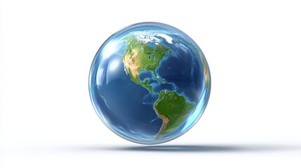 Fototapeta premium Soap Bubble Encapsulating a Small Planet with Detailed Geographical Representations