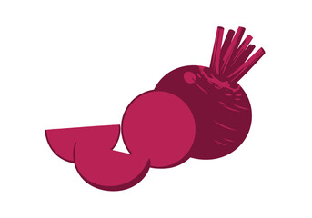 Beetroots Whole beetroot leaves two slices