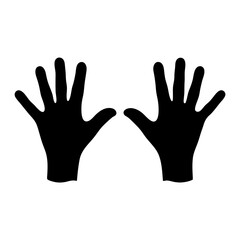 Obraz premium Black handprints on a white background, representing gesture and expression