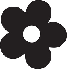 Folk Flower EPS Vector – Bold Linocut-Inspired Floral Clipart, Scandinavian Folk Art Bloom, Black Silhouette Flower for Crafting, Cricut, Laser Cut, Boho Decor