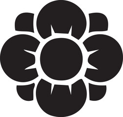 Folk Flower EPS Vector – Bold Linocut-Inspired Floral Clipart, Scandinavian Folk Art Bloom, Black Silhouette Flower for Crafting, Cricut, Laser Cut, Boho Decor