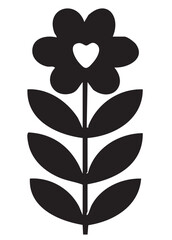 Folk Flower EPS Vector – Bold Linocut-Inspired Floral Clipart, Scandinavian Folk Art Bloom, Black Silhouette Flower for Crafting, Cricut, Laser Cut, Boho Decor