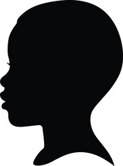 Silhouette of abstract head and neck profile, minimalist figure, conceptual portrait, black and white design, unique artistic identity expression