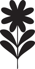 Folk Flower EPS Vector – Bold Linocut-Inspired Floral Clipart, Scandinavian Folk Art Bloom, Black Silhouette Flower for Crafting, Cricut, Laser Cut, Boho Decor