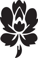 Folk Flower EPS Vector – Bold Linocut-Inspired Floral Clipart, Scandinavian Folk Art Bloom, Black Silhouette Flower for Crafting, Cricut, Laser Cut, Boho Decor