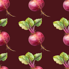 Beetroot Classic Watercolor Vector Seamless Pattern