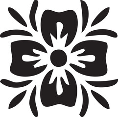 Folk Flower EPS Vector – Bold Linocut-Inspired Floral Clipart, Scandinavian Folk Art Bloom, Black Silhouette Flower for Crafting, Cricut, Laser Cut, Boho Decor
