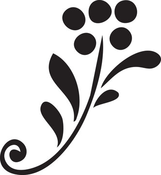 Folk Flower EPS Vector &ndash; Bold Linocut-Inspired Floral Clipart, Scandinavian Folk Art Bloom, Black Silhouette Flower for Crafting, Cricut, Laser Cut, Boho Decor