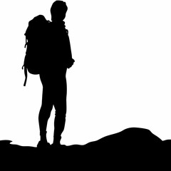 Backpacker Silhouette Vector &ndash; Traveler Looking Ahead Design