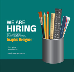 We are hiring Graphic Designer. Job Vacancy Social Media poster. vector illuistration