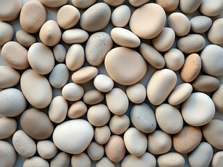 A close-up view of a collection of smooth, rounded pebbles