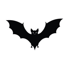 Fototapeta premium Black bat silhouette flying isolated on white background
