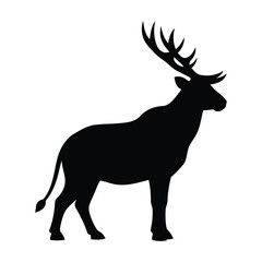 Majestic stag silhouette isolated on white background