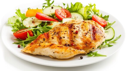 Grilled chicken breast with vegetable salad