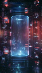 A sentient AI core in transparent containment