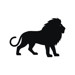 Obraz premium Majestic lion silhouette isolated on white background