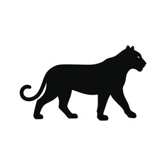 Obraz premium Black panther silhouette walking isolated on white background