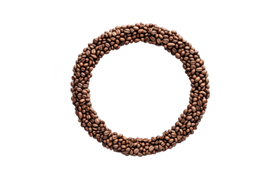 Rustic wreath formed from small brown seeds isolated on transparent background