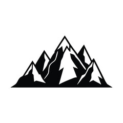 Mountain range silhouette isolated on white background