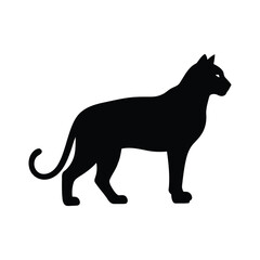Fototapeta premium Black panther silhouette standing profile isolated on white background