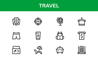 Vibrant Travel Icons – Modern Vector Set for Tourism, Adventure, and Vacation Projects – Perfect for Designers