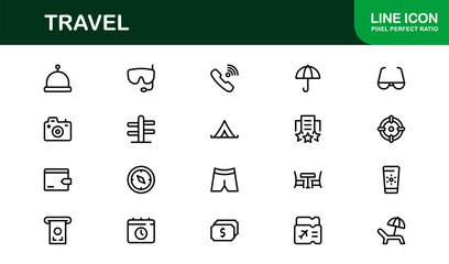 Vibrant Travel Icons – Modern Vector Set for Tourism, Adventure, and Vacation Projects – Perfect for Designers