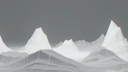 Abstract Digital Geometric Mountain Landscape with Glitch and Chromatic Aberration Effects - Powered by Adobe