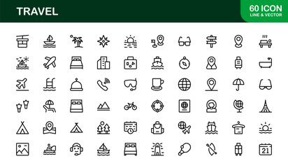 Vibrant Travel Icons – Modern Vector Set for Tourism, Adventure, and Vacation Projects – Perfect for Designers