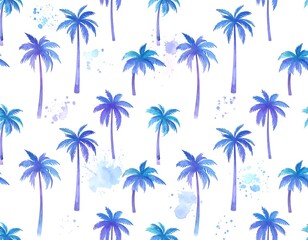 Obraz premium Watercolor palm trees pattern