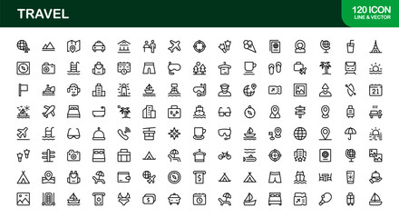 Vibrant Travel Icons &ndash; Modern Vector Set for Tourism, Adventure, and Vacation Projects &ndash; Perfect for Designers