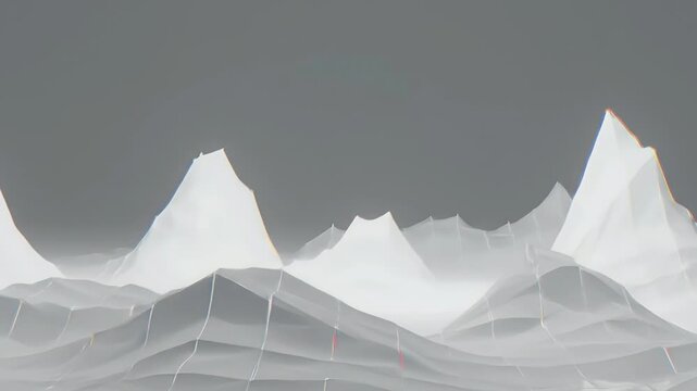 Abstract Digital Geometric Mountain Landscape with Glitch and Chromatic Aberration Effects - Powered by Adobe