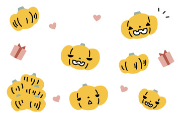 かわいいハロウィンのかぼちゃのイラスト お化けカボチャ ジャックオランタン