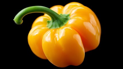 Vibrant Yellow Scotch Bonnet Chili Pepper Isolated on Dark Background