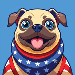 Patriotic Pug Dog Cartoon