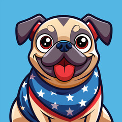 Patriotic Pug Dog Cartoon