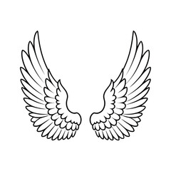 Pair of angel wings silhouette isolated on white background
