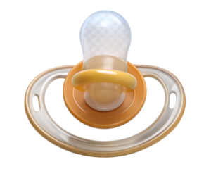 Baby pacifier rubber nipple orange shield white transparent isolated on a transparent background image