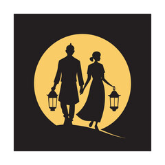 Romantic Lantern Walk Under Full Moon