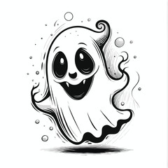 Adorable Cartoon Ghost - Spooky Fun Illustration