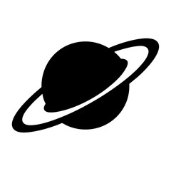 Fototapeta premium Minimalist Black and White Illustration of a Ringed Planet in Space