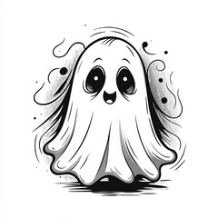Adorable Cartoon Ghost - Spooky Fun Illustration