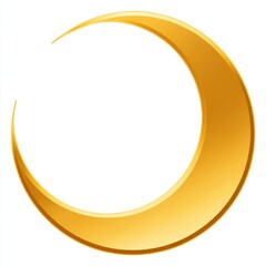 Golden Crescent Moon Illustration on White Background