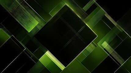 Abstract geometric design with overlapping emerald green shapes.